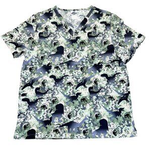Jurassic World Camouflage Dinosaur Scrub Top Unisex Size L Health Care EVS Unifo